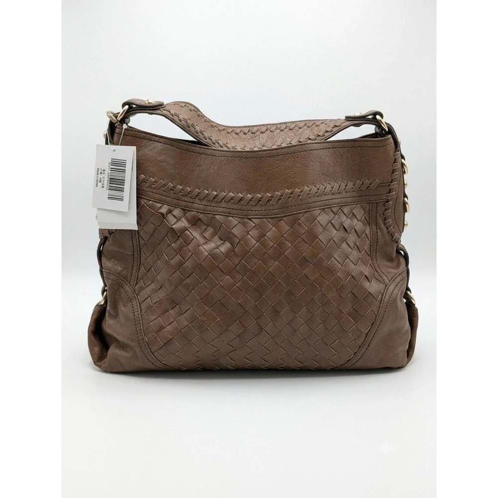 NWT Steven by Steve Madden Brown Woven Leather Hobo Bag